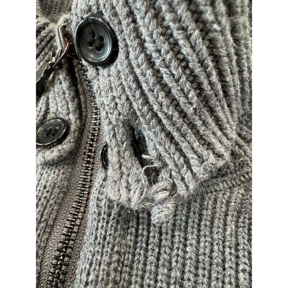 Ted Baker Cotton Blend Zip Up Gray Jacket Sweater Front Pouch Pocket Warm Lining - Picture 6 of 9